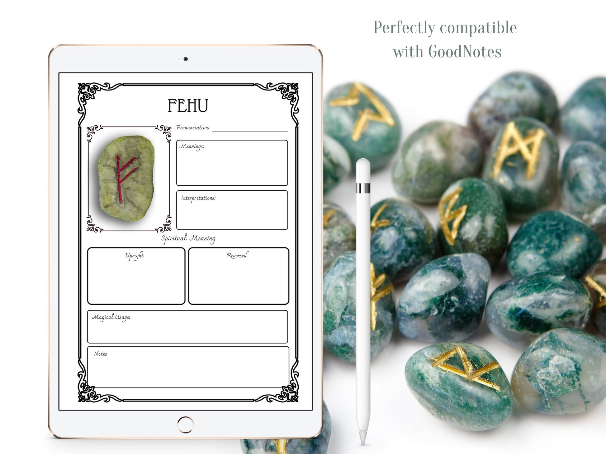 25 pages WITCH'S RUNES Journal | Runes Book of Shadows Pages | Grimoire Pages | Witchcraft Supplies