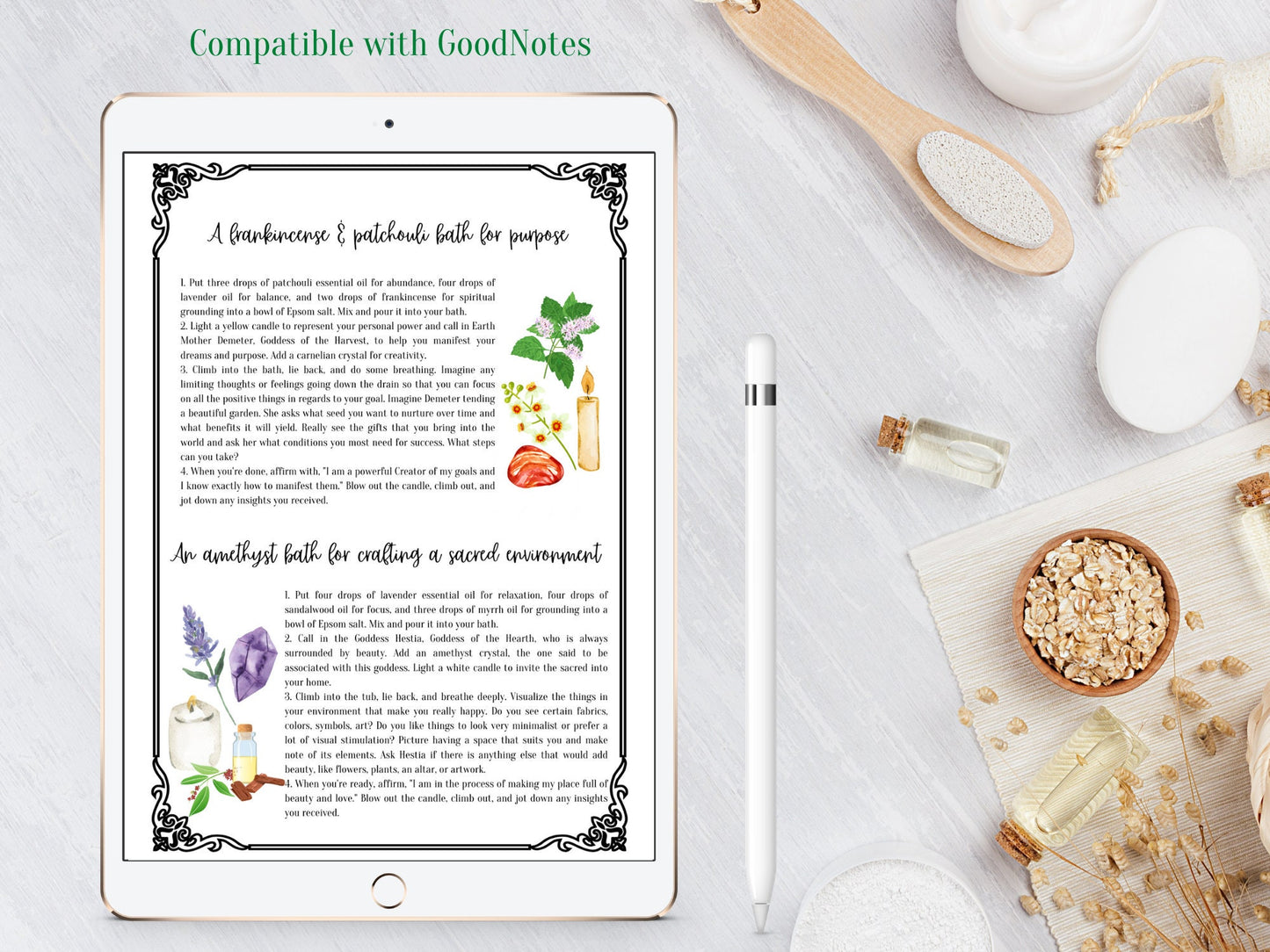 Spiritual Baths, Ritual Instructions, Printable, PDF Download, Spell Book, Book of Shadows, Spell Pages, Self Care, Cleansing Ritual