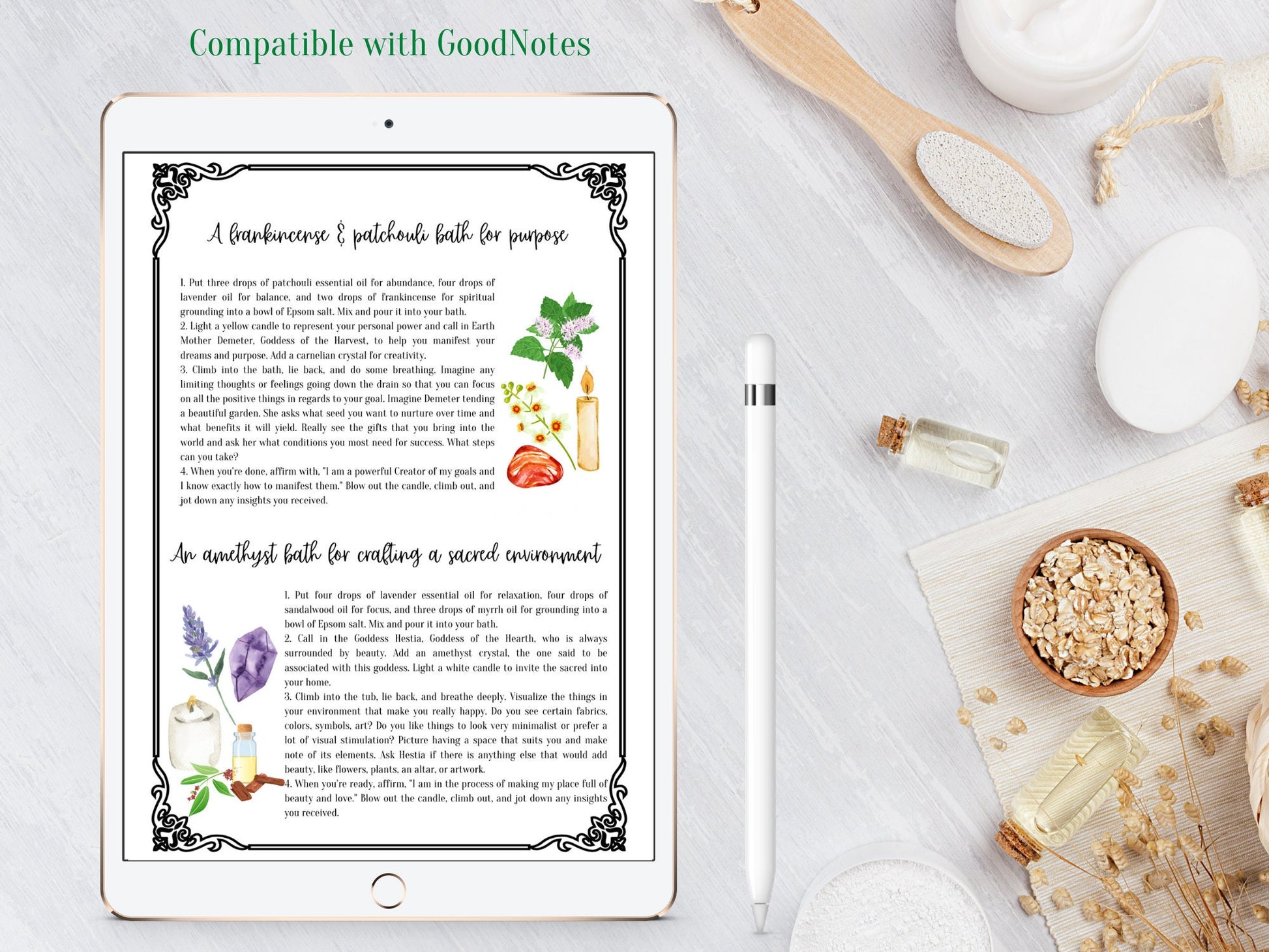 Spiritual Baths, Ritual Instructions, Printable, PDF Download, Spell Book, Book of Shadows, Spell Pages, Self Care, Cleansing Ritual
