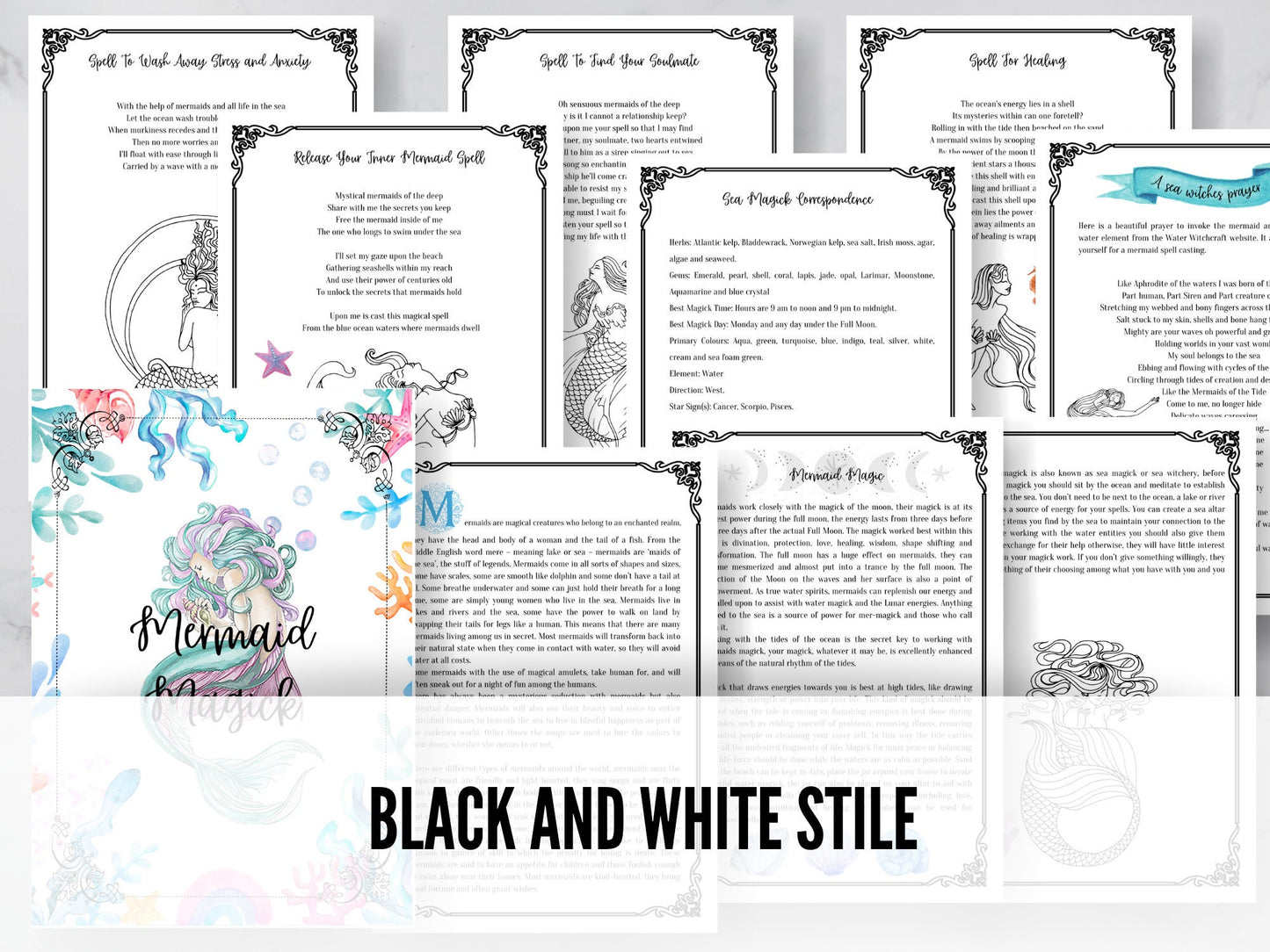 Mermaid Magick- A sea witches prayer- Spells- Book of Shadows- Instant download