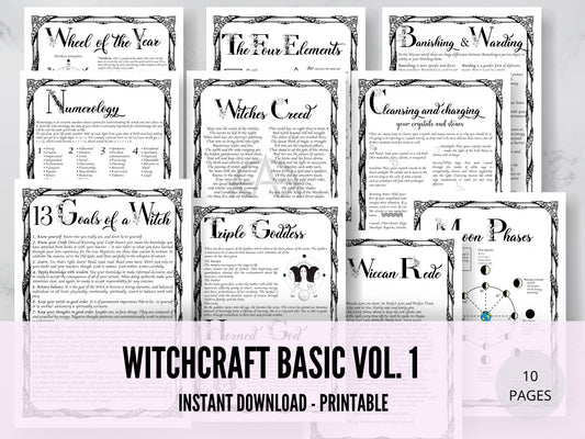 Witchcraft Basics Volume 1 Grimoire Starter Kit, Grimoire Pages, Grimoire Printables, Witch Printables, Book of Shadows Printables. Vol. 1