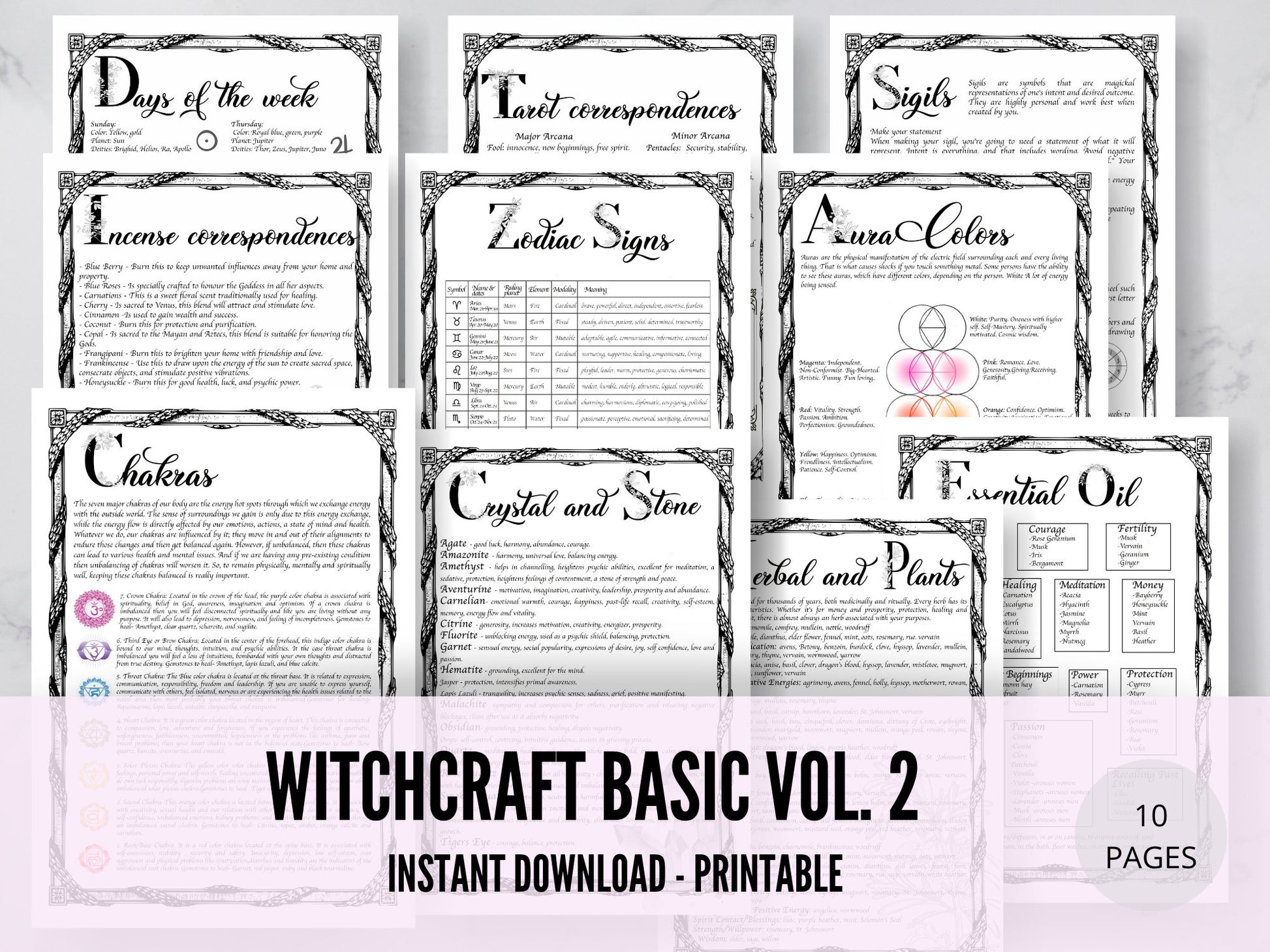 Witchcraft Basics Volume 2, Grimoire Pages, Book of Shadows Printables, Grimoire, Wiccan BOS ,Paganism , Babywitch, Pagan Grimoire