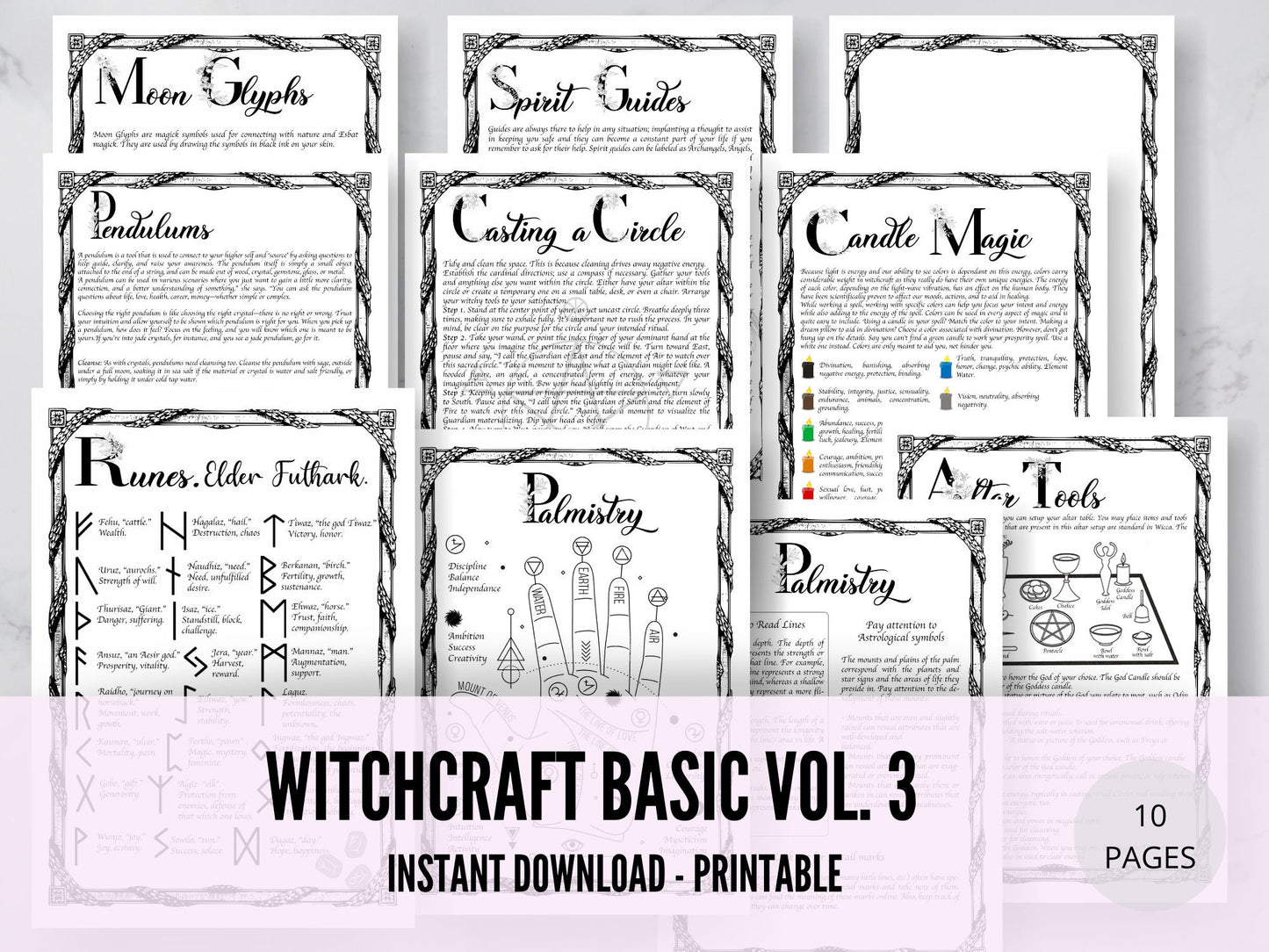 Witchcraft Basics Volume 3, Grimoire Pages, Book of Shadows Printables, Grimoire, Wiccan BOS ,Paganism , Babywitch, Pagan Grimoire