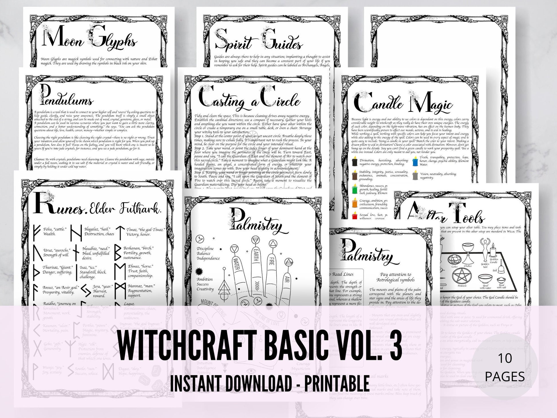 Witchcraft Basics Volume 3, Grimoire Pages, Book of Shadows Printables, Grimoire, Wiccan BOS ,Paganism , Babywitch, Pagan Grimoire