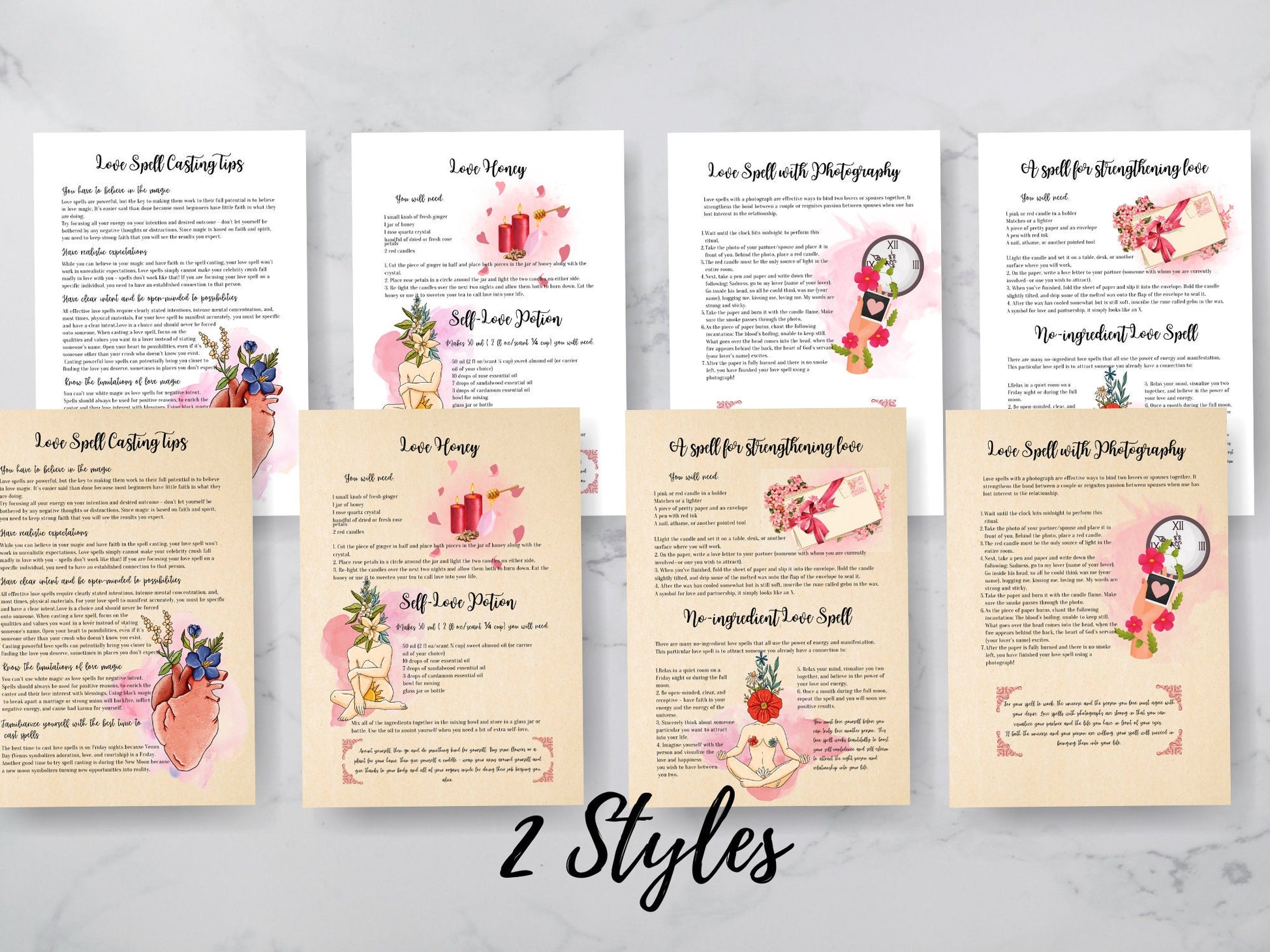 Valentine's Day Love Spells -Self Love Spell - Instant Download- 2 Styles