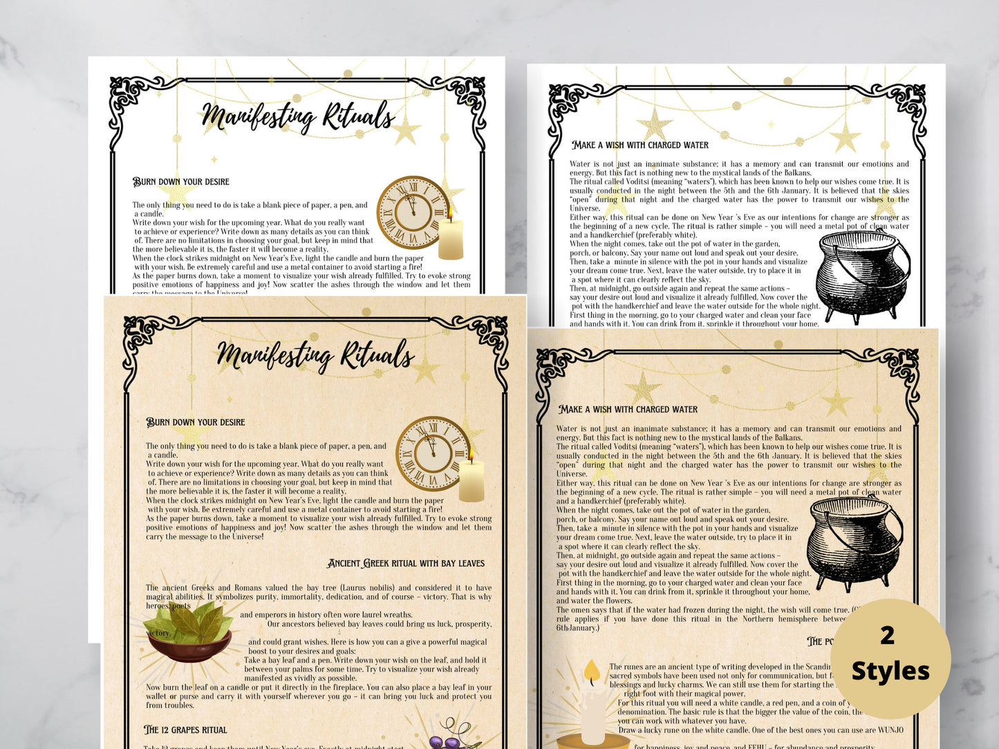 Manifesting Rituals for Creating an Awesome Year- Book of Shadows pages- Instant download- Grimoire pages