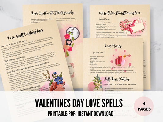 Valentine's Day Love Spells -Self Love Spell - Instant Download- 2 Styles