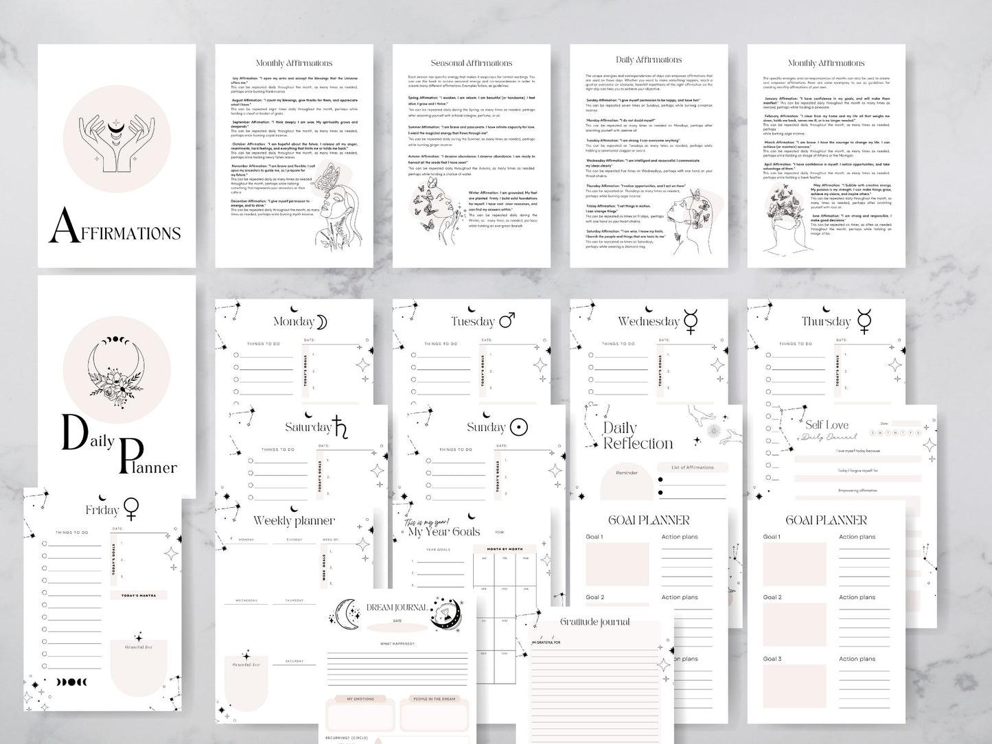 Undated Witch Planner | Pagan Planner | Printable planner| Witch planner | Minimalist witch planner