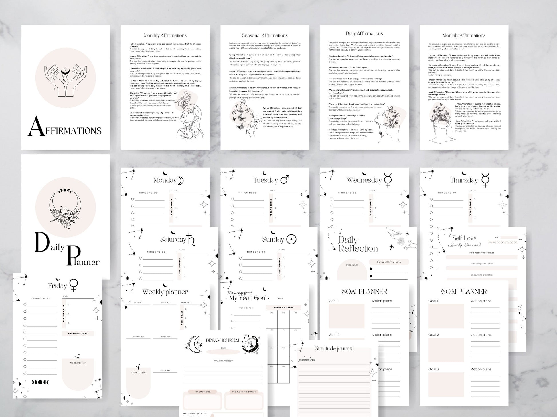 Undated Witch Planner | Pagan Planner | Printable planner| Witch planner | Minimalist witch planner