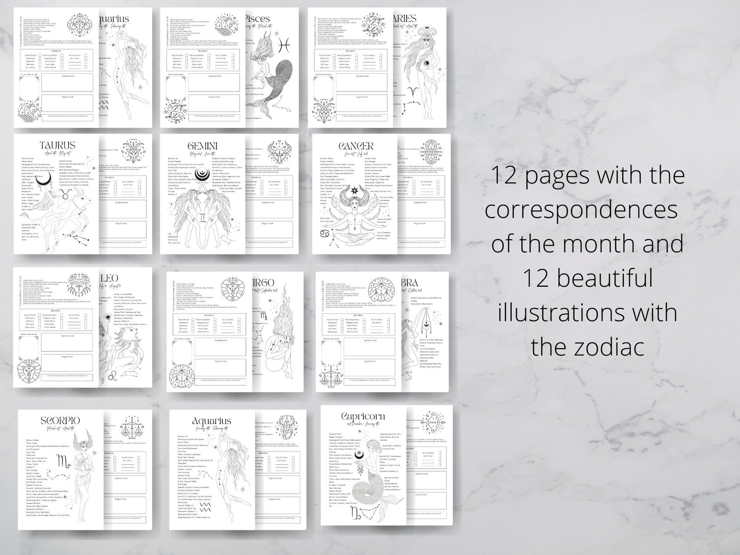 Undated Witch Planner | Pagan Planner | Printable planner| Witch planner | Minimalist witch planner