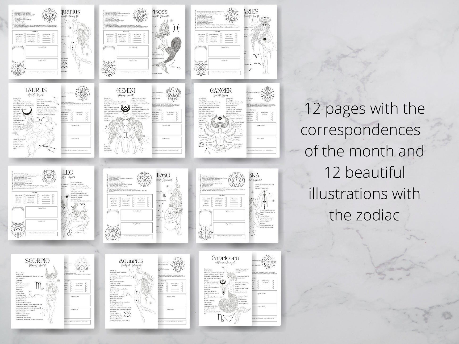 Undated Witch Planner | Pagan Planner | Printable planner| Witch planner | Minimalist witch planner