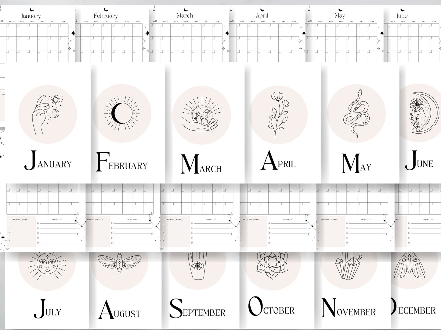 Undated Witch Planner | Pagan Planner | Printable planner| Witch planner | Minimalist witch planner