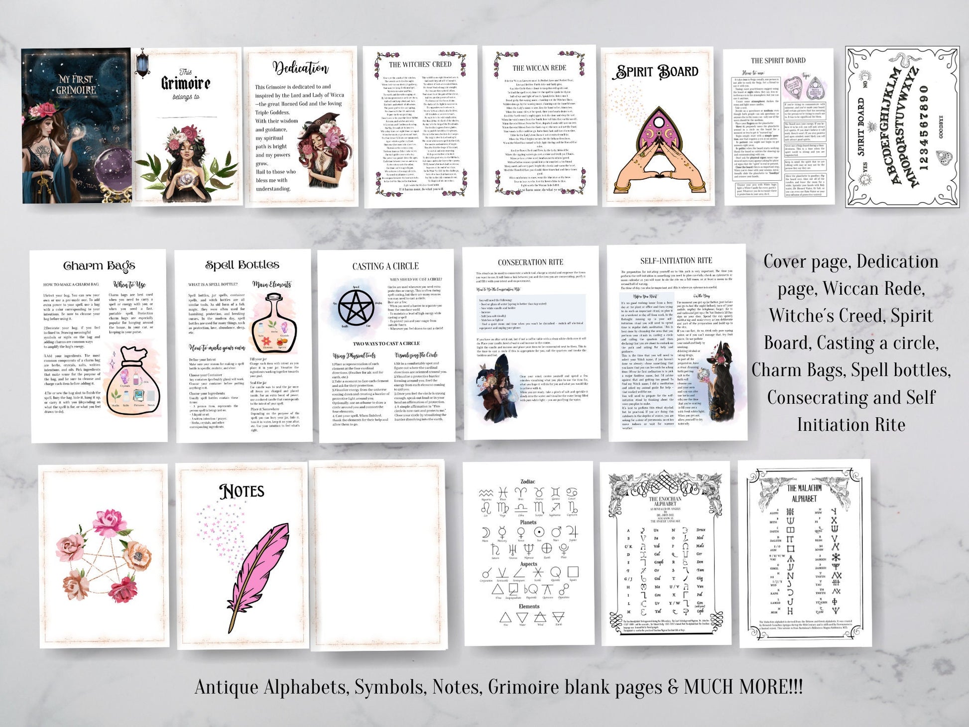 The most beautiful and complete Grimoire for Baby Modern Witches. Full Color. A4, A5, Letter Size. Instant download.