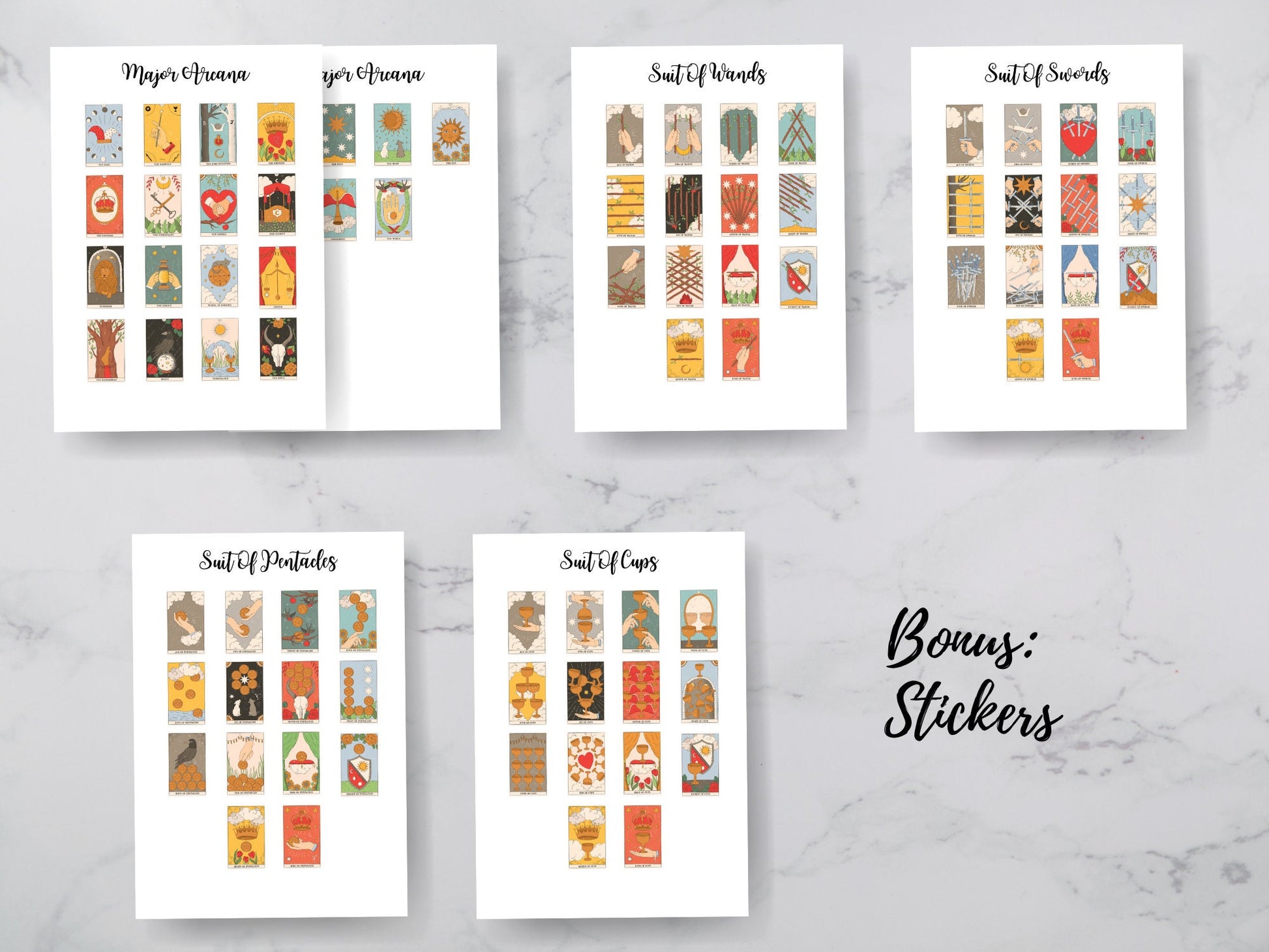 Tarot Cheat Sheet with Upright and Reversed Tarot Card Meanings to help with Tarot Spreads, Printable Tarot Journal Pages, New Style