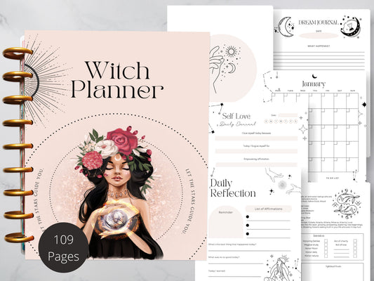 Undated Witch Planner | Pagan Planner | Printable planner| Witch planner | Minimalist witch planner