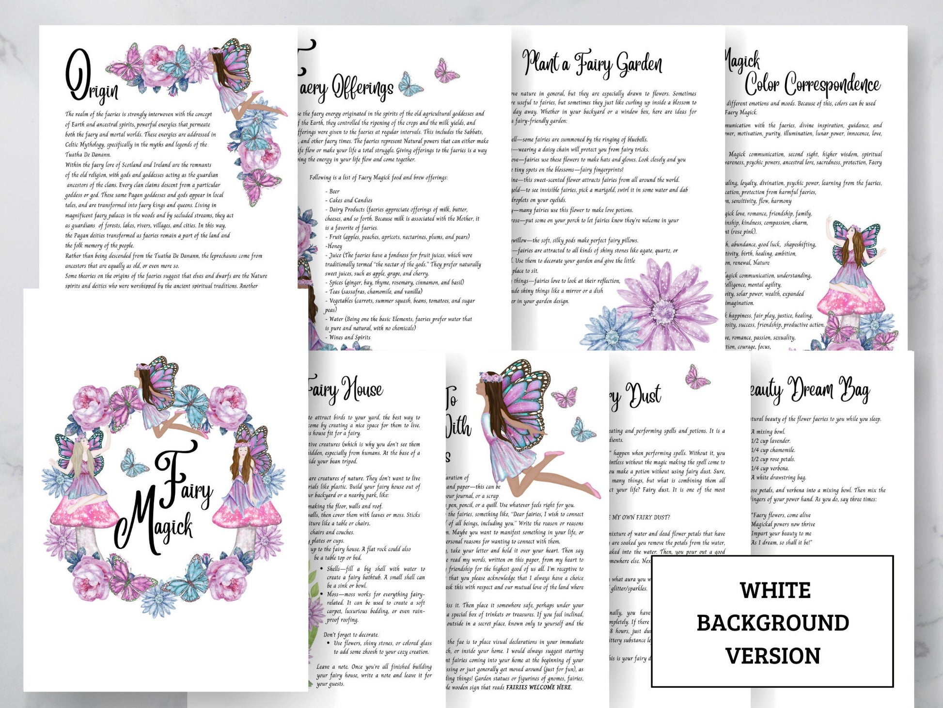 Fairy Magic, Grimoire pages, digital download