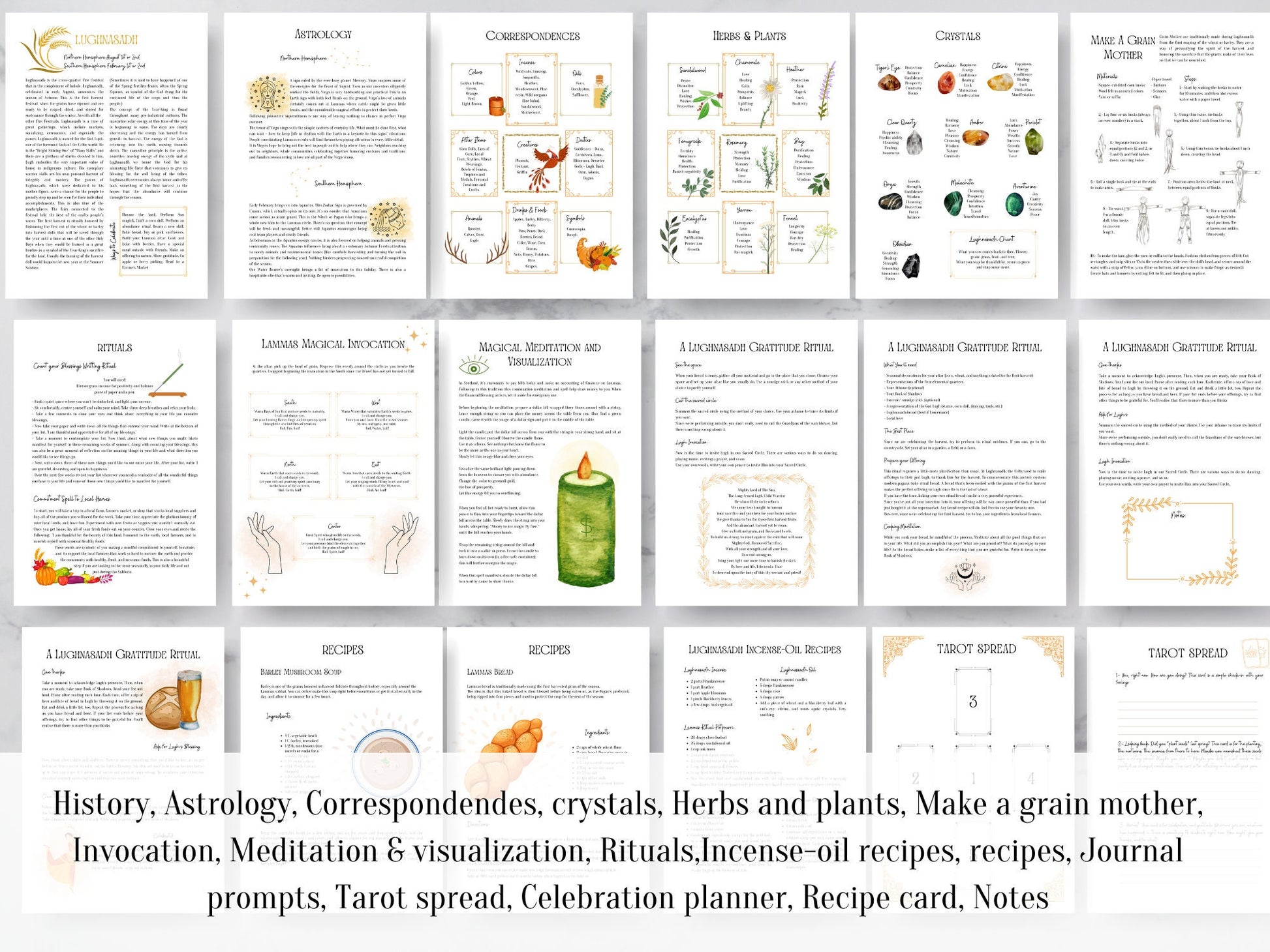 Lughnasadh Lammas Grimoire Pages, Pagan Holidays, Witch Printables, Grimoire Printables, Wheel of the Year, Sabbat Pages