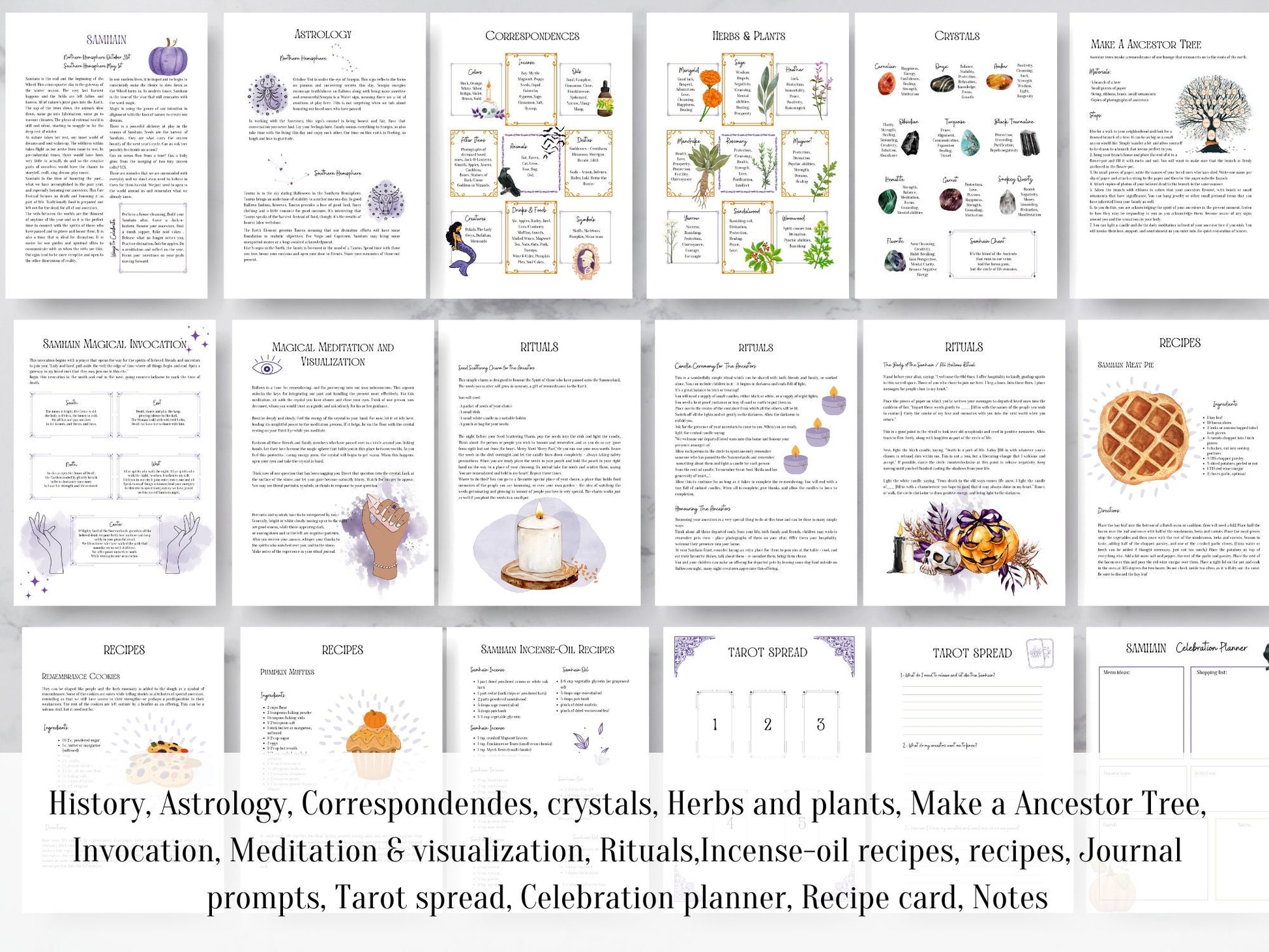 25 PAGES Samhain Pagan Holidays, Witch Printables, Grimoire Printables, Wheel of the Year, Sabbat Pages