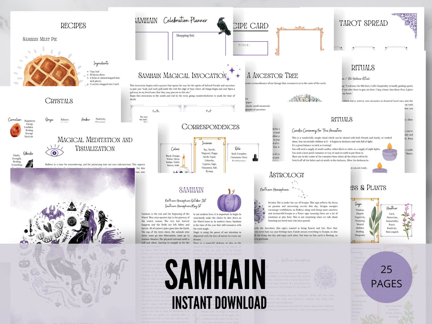 25 PAGES Samhain Pagan Holidays, Witch Printables, Grimoire Printables, Wheel of the Year, Sabbat Pages