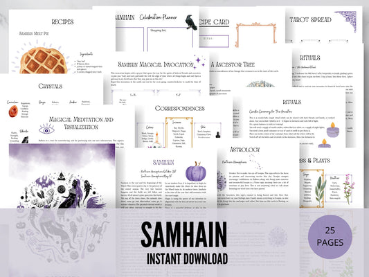 25 PAGES Samhain Pagan Holidays, Witch Printables, Grimoire Printables, Wheel of the Year, Sabbat Pages
