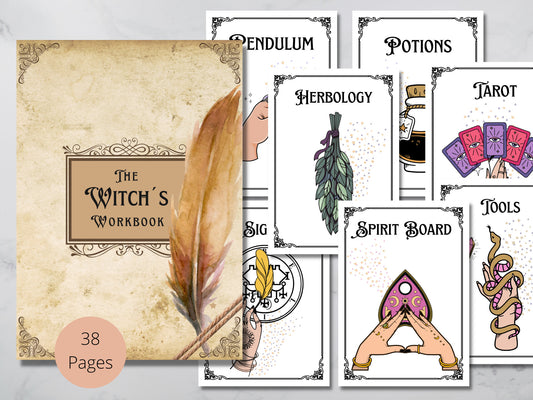 The Witches Workbook + Bonus: Magic Correspondences | Blank Grimoire Pages |Blank Spell/Ritual Worksheet