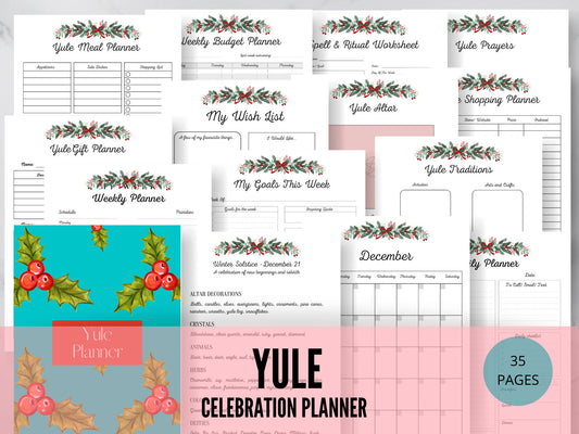 Undated Yule Planner Printable PDF, Printable Holiday Planner, Yule Organizer