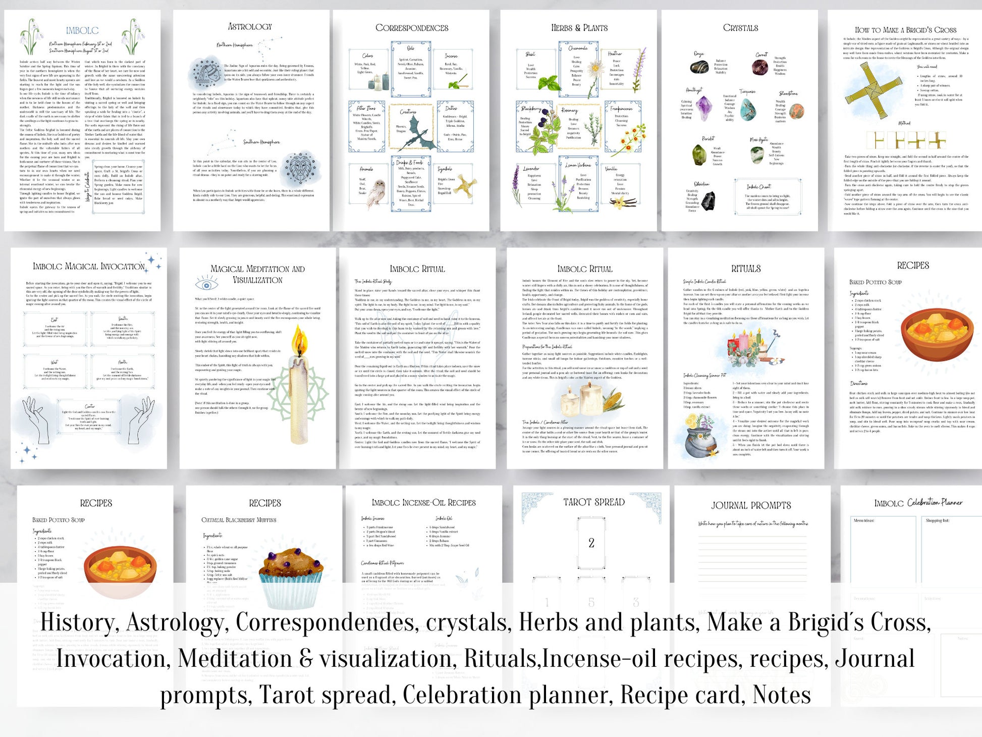 Imbolc Sabbat Grimoire Printable Book of Shadows, Candlemas, Pagan Wheel of the Year, Witchcraft BOS Pages, Wicca Ritual