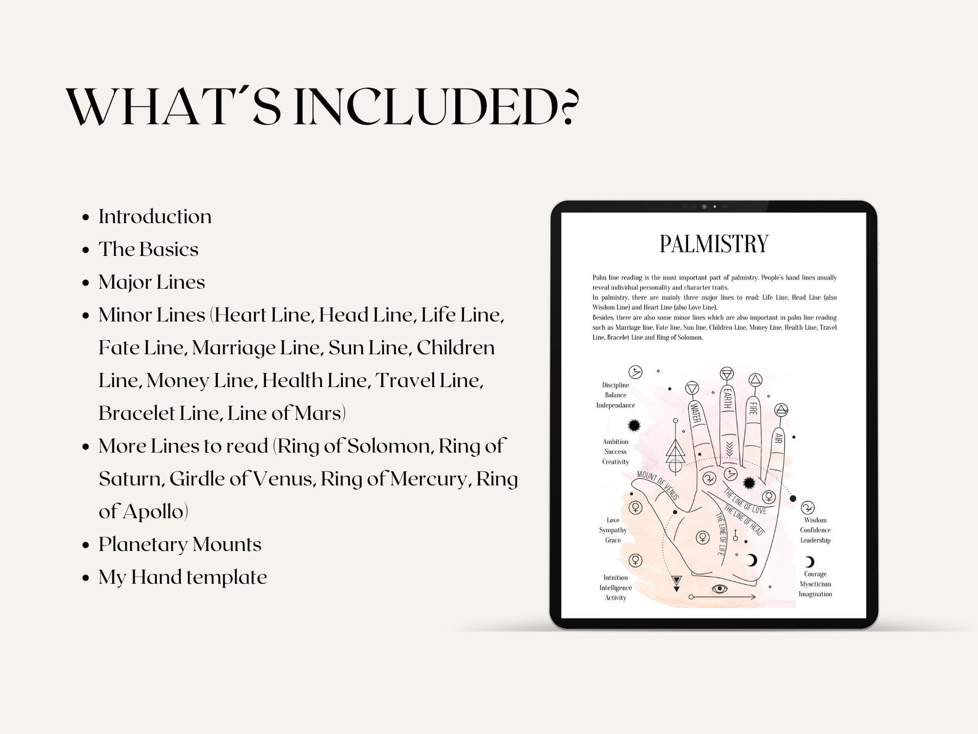 Palmistry Basics, Palm Reading Grimoire Pages, modern grimoire