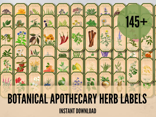 APOTHECARY LABELS Bundle, Digital Download Witchcraft Tags, Kitchen witchery, 145 Printable Labels, Witchcraft Wicca Labels