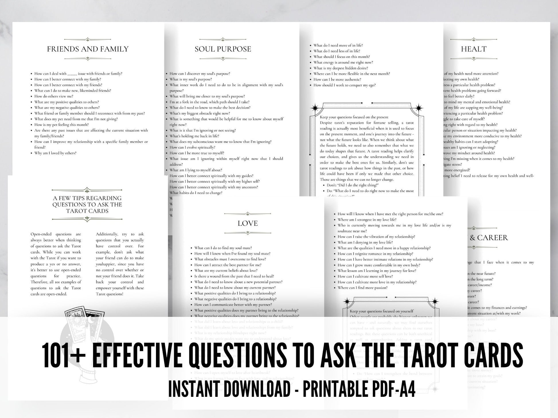 101+ Effective Questions To Ask The Tarot Cards, instant download