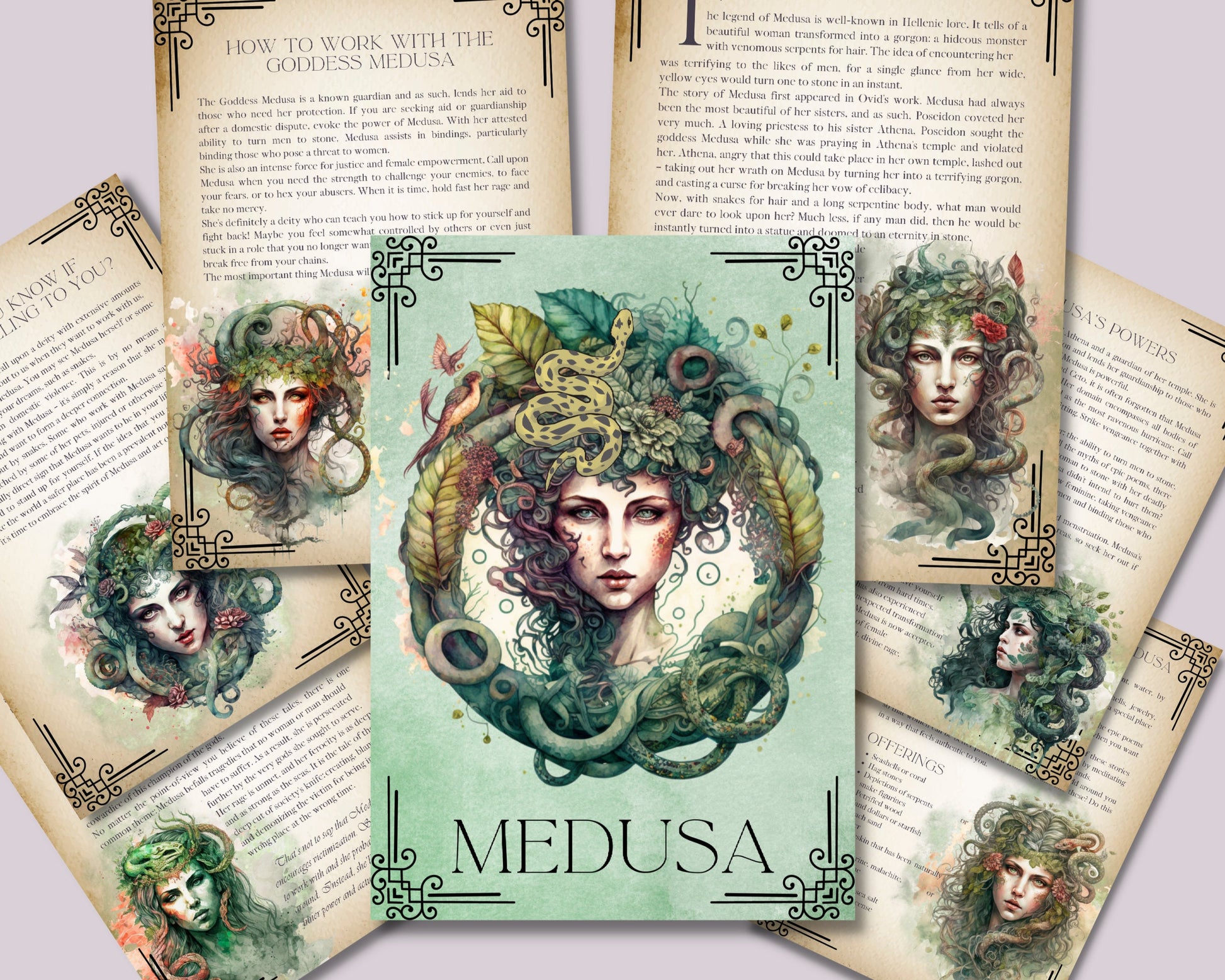MEDUSA. Beautiful pages for you Book Of Shadows. Instant download