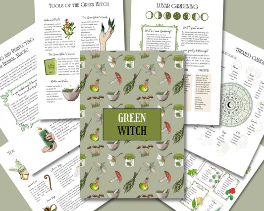Beautiful Green Witch Grimoire Page, Grimoire Pages, Grimoire Printables, Witch Printables, Book of Shadows Pages, Hedge Witch