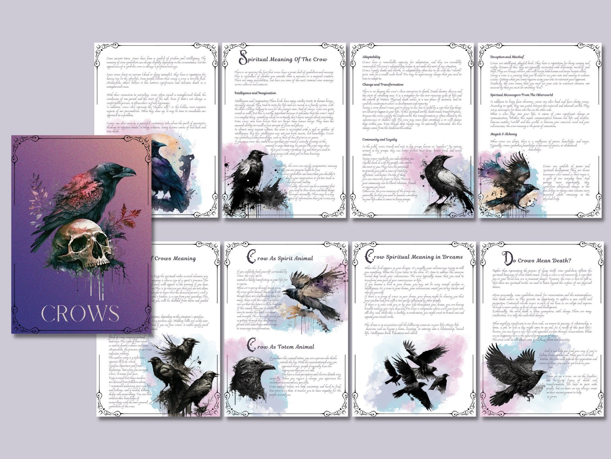 CROWS. Beautiful pages for you Book Of Shadows. Instant download