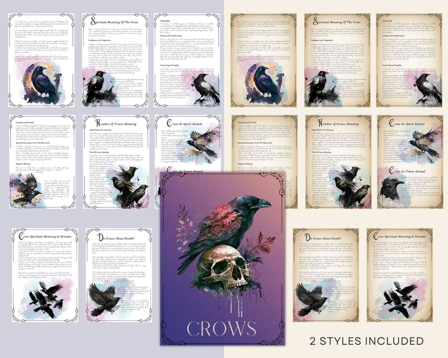 CROWS. Beautiful pages for you Book Of Shadows. Instant download