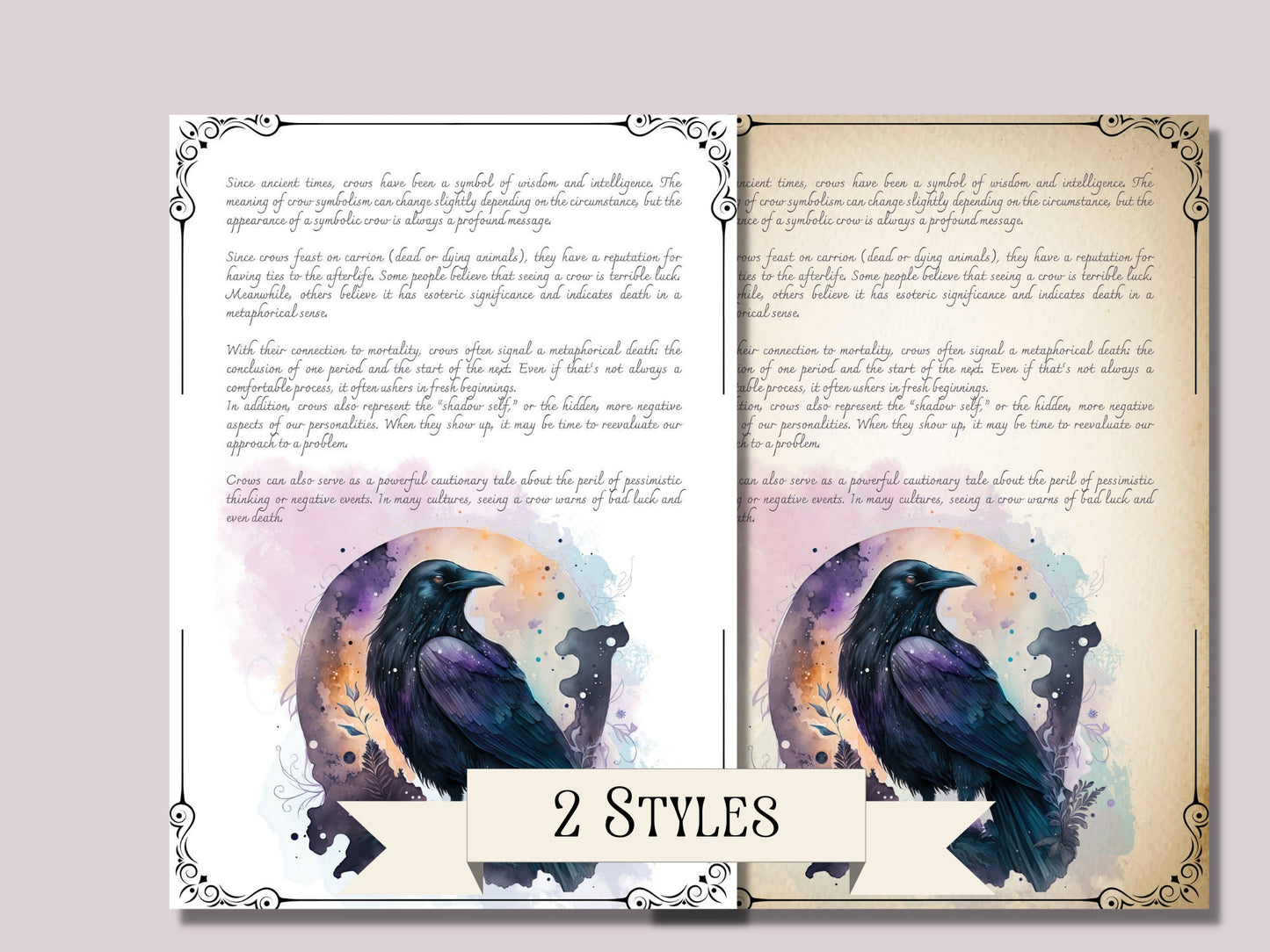 CROWS. Beautiful pages for you Book Of Shadows. Instant download