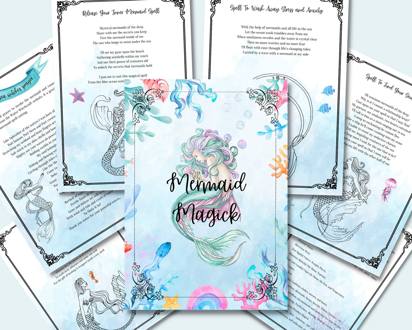 Mermaid Magick- A sea witches prayer- Spells- Book of Shadows- Instant download