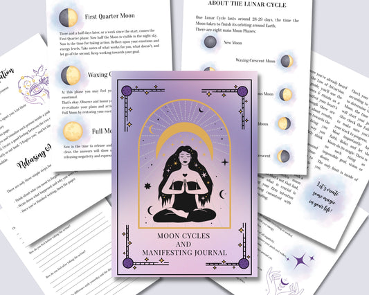 Moon Cycles & Manifestation Journal Printable | Digital Manifestation Guide | Law of Attraction Workbook | Dream Journal | Digital PDF