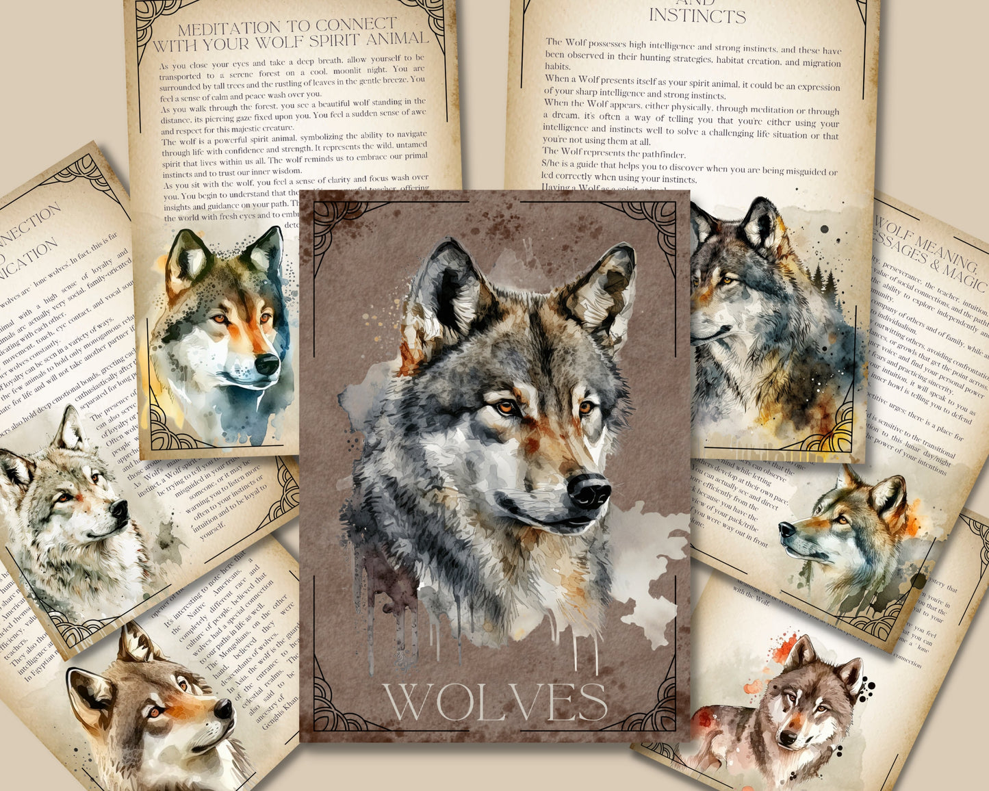 WOLVES. Beautiful pages for your Book Of Shadows. Instant download