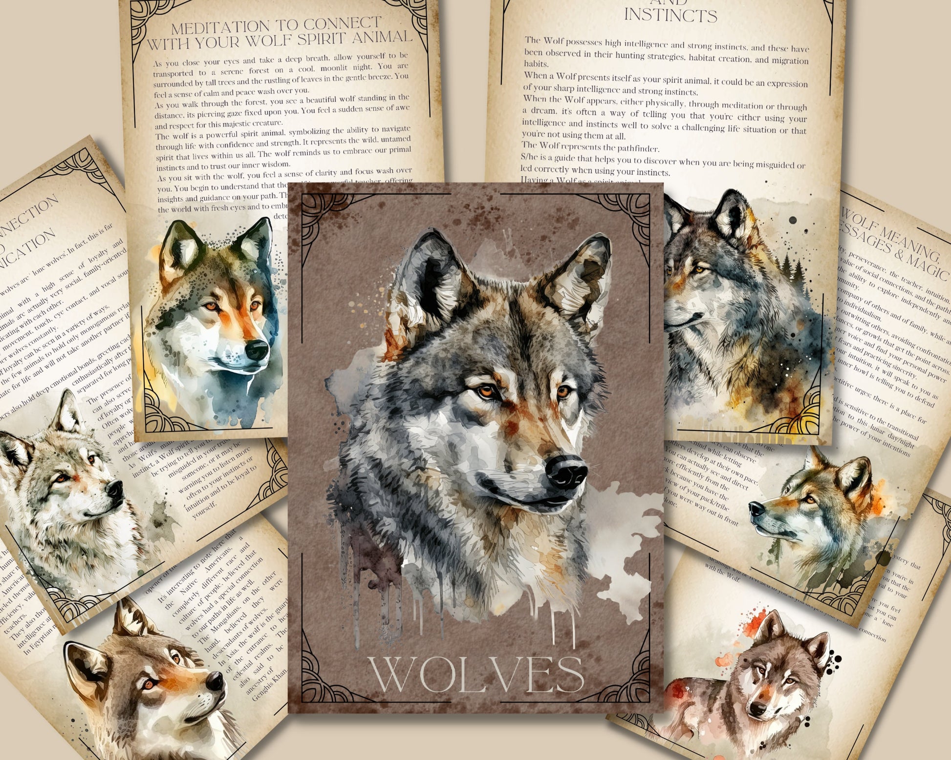 WOLVES. Beautiful pages for your Book Of Shadows. Instant download