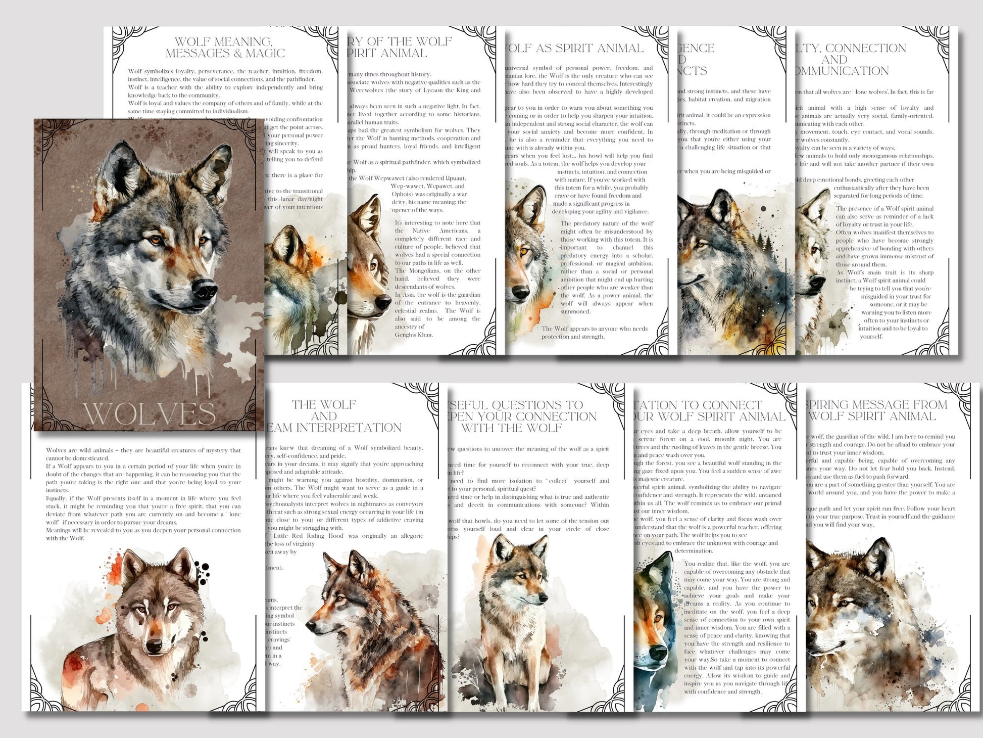 WOLVES. Beautiful pages for your Book Of Shadows. Instant download