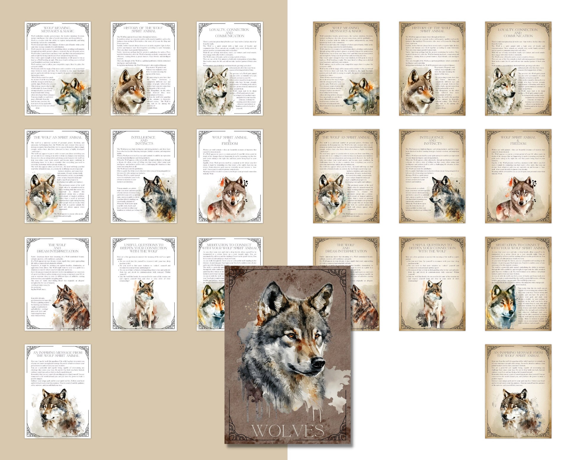 WOLVES. Beautiful pages for your Book Of Shadows. Instant download