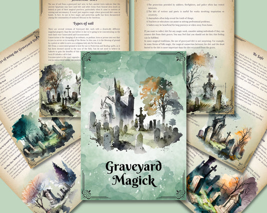 Graveyard magick: A Basic Witch's guide. Beautiful pages for your Book Of Shadows. Instant download.