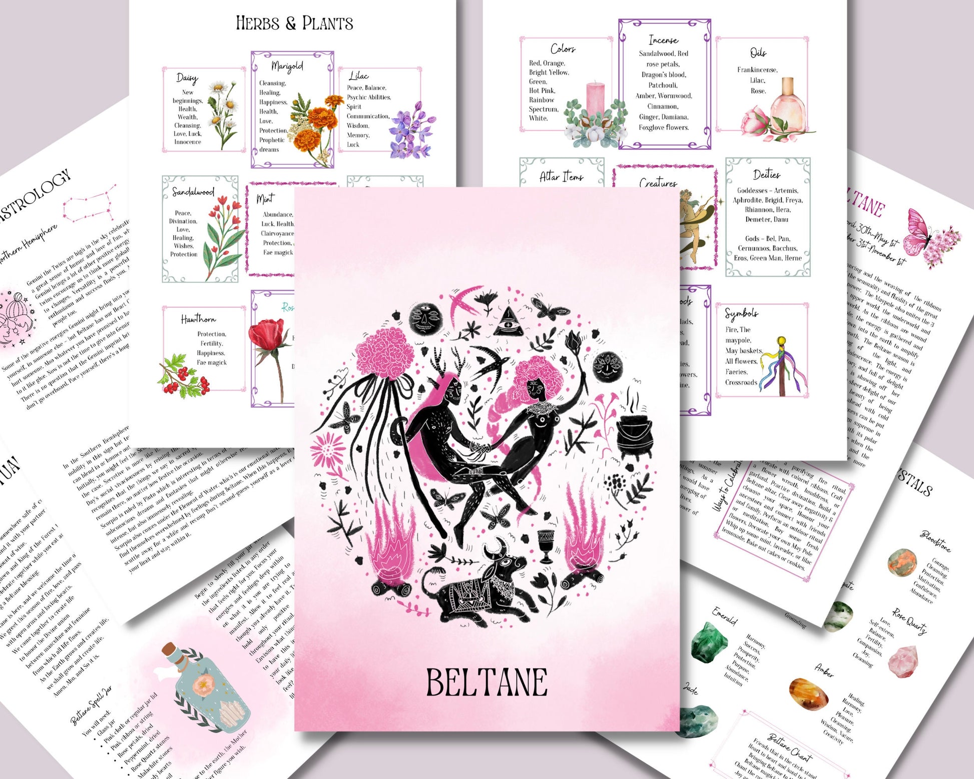 Beltane Sabbat Grimoire Printable Book of Shadows, Pagan Wheel of the Year, Witchcraft BOS Pages, Wicca Ritual