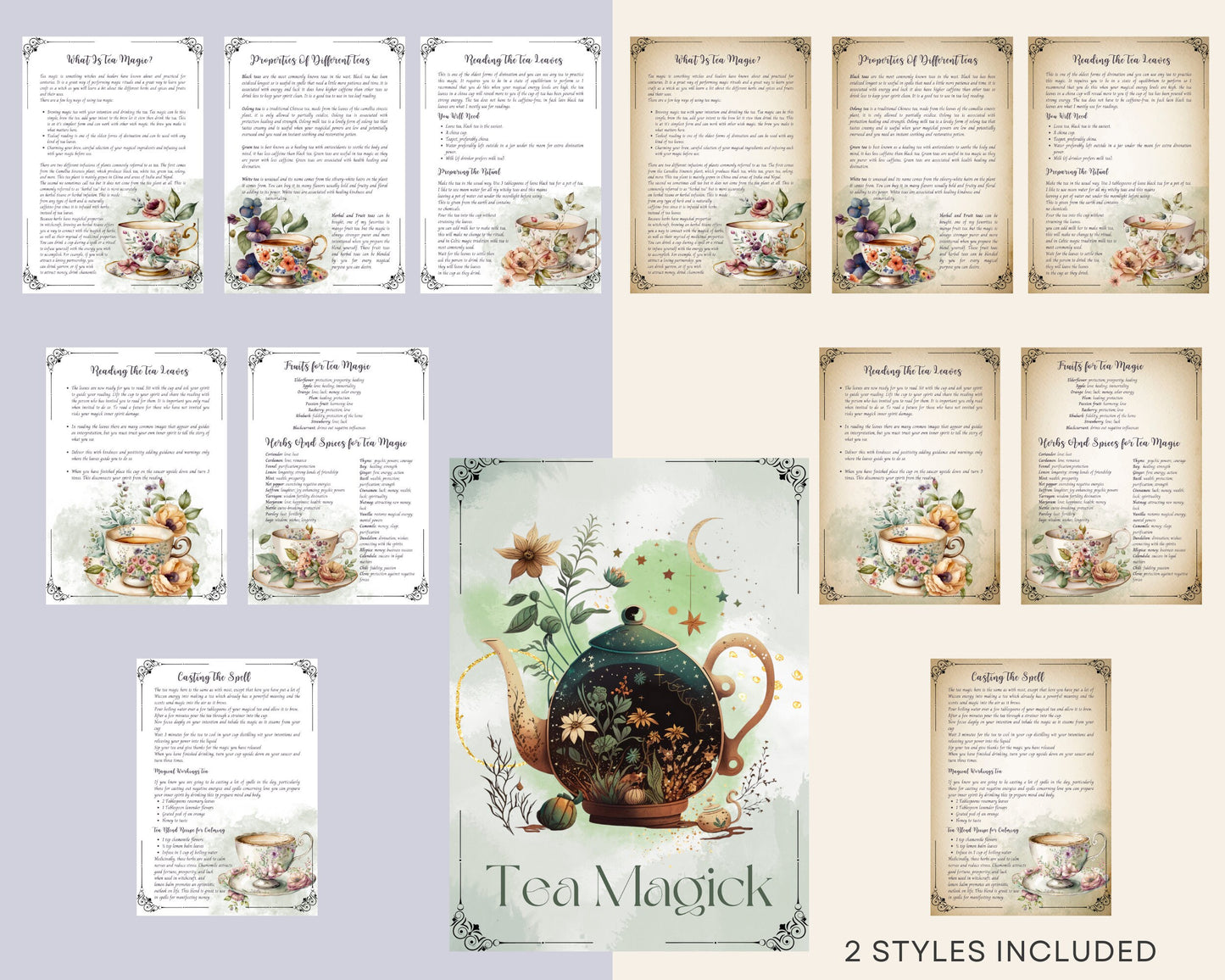 Tea Magick. Beautiful pages for you Book Of Shadows. Instant download