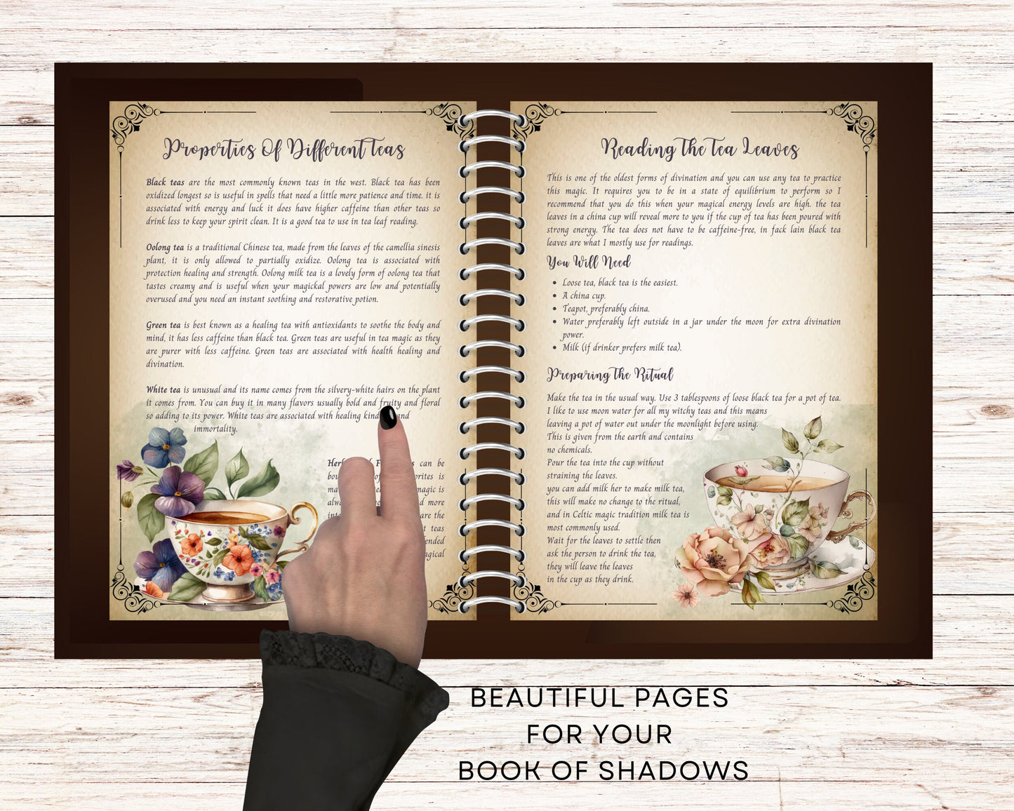 Tea Magick. Beautiful pages for you Book Of Shadows. Instant download