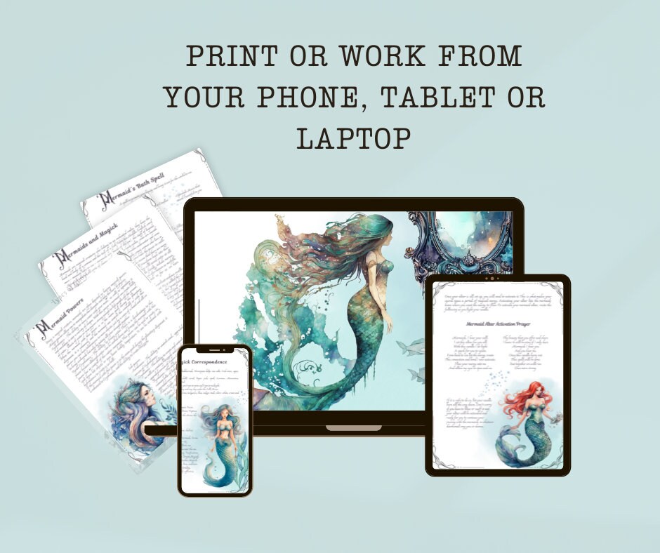 Mermaid Magic. Beautiful pages for you Book Of Shadows. Instant download.