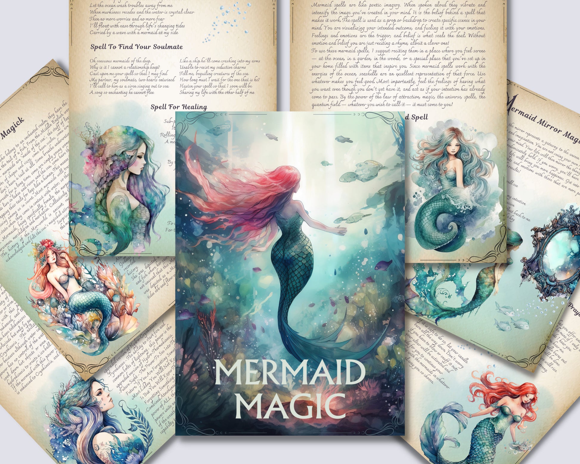 Mermaid Magic. Beautiful pages for you Book Of Shadows. Instant download.