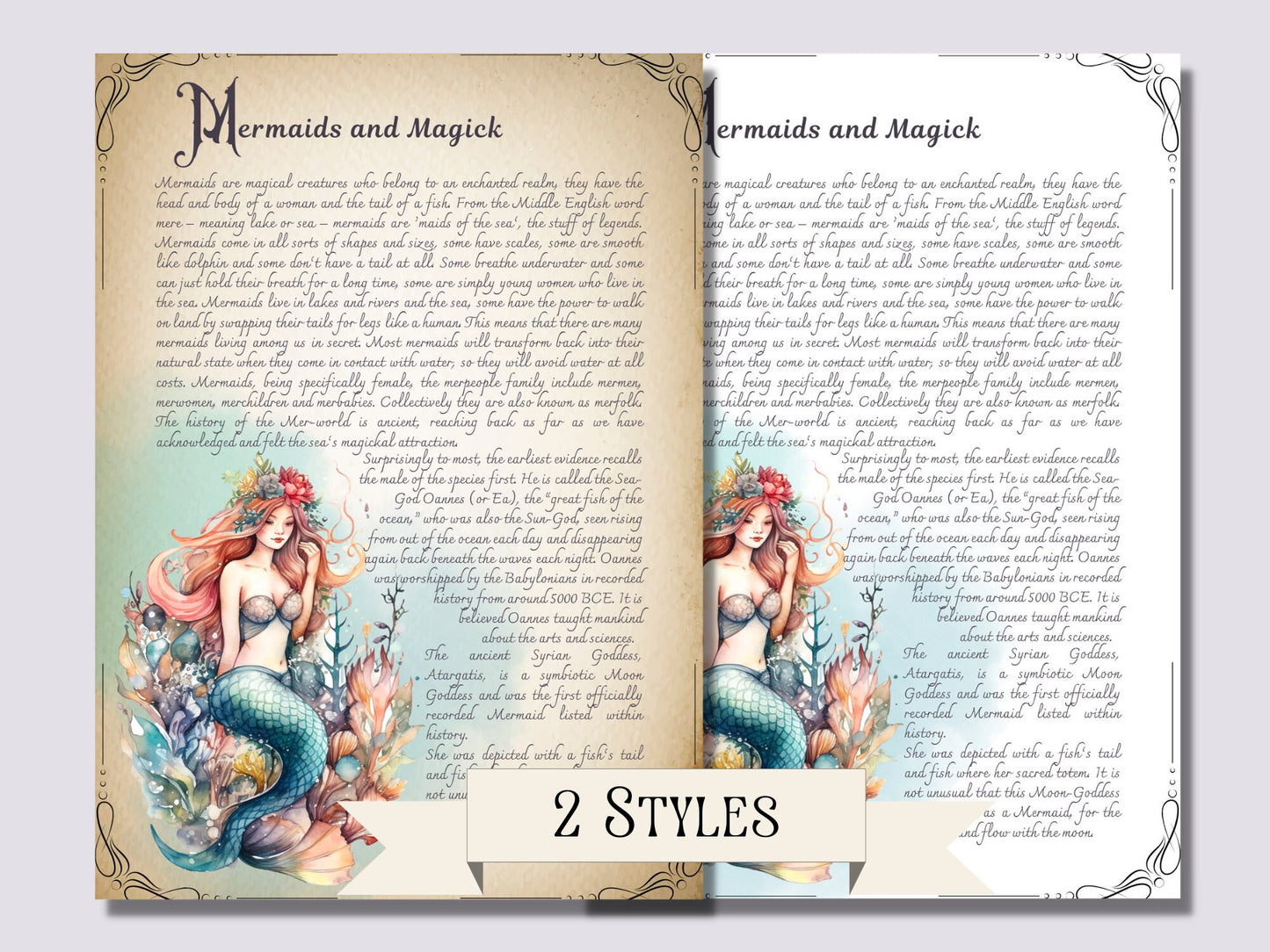Mermaid Magic. Beautiful pages for you Book Of Shadows. Instant download.