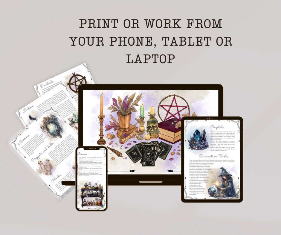 Witchcraft Tools. Beautiful pages for your Book Of Shadows. Instant download