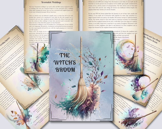 The Witch's Broom. Beautiful Pages for your Book Of Shadows. Instant download.